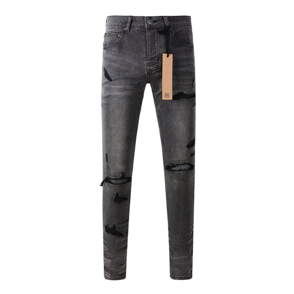 Ksubi Black Ripped Raw Patch Jeans